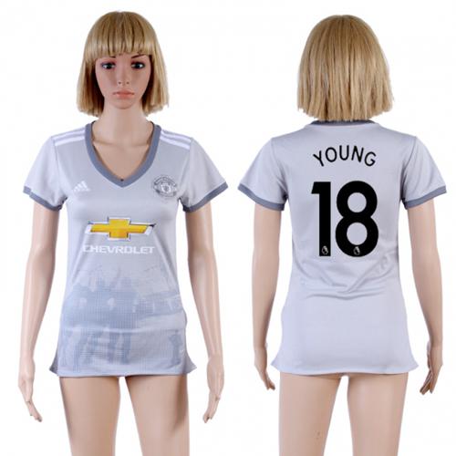 Women's Manchester United #18 Young Sec Away Soccer Club Jersey